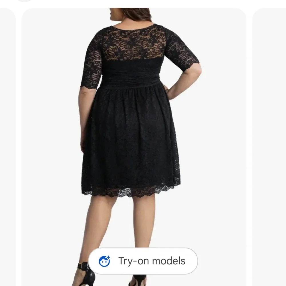 NWT - Beautiful Lined Black Lace Dress - Picture 6 of 7